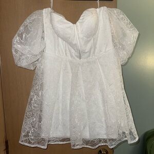 Lulus Precious Approach White Tulle Off-The-Shoulder Mini Dress